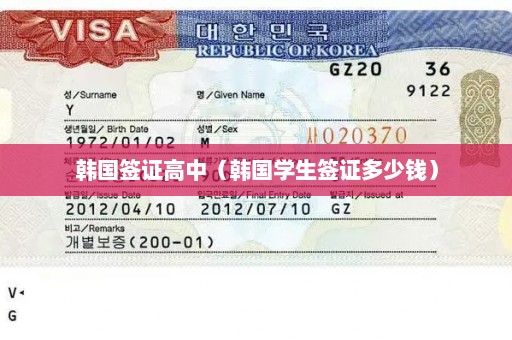 韩国签证高中（韩国学生签证多少钱）