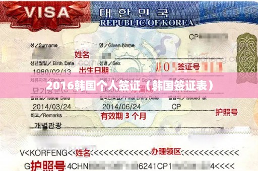 2016韩国个人签证（韩国签证表）
