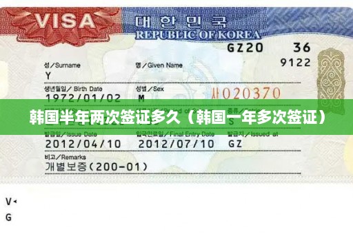 韩国半年两次签证多久（韩国一年多次签证）