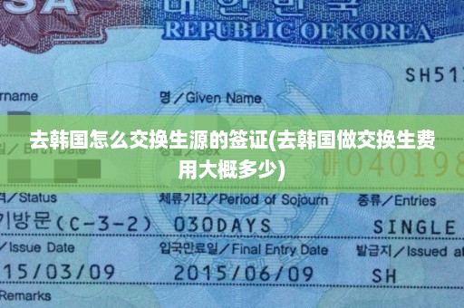 去韩国怎么交换生源的签证(去韩国做交换生费用大概多少)