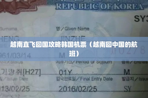 越南直飞回国攻略韩国机票（越南回中国的航班）