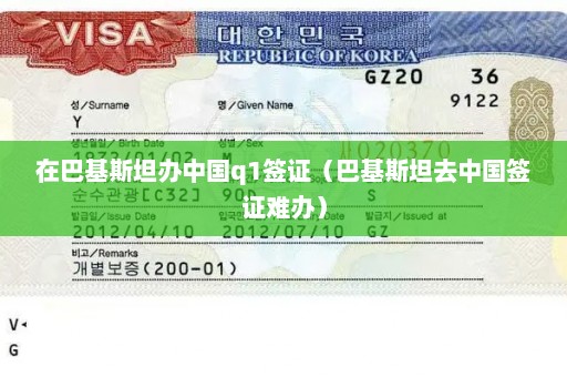 在巴基斯坦办中国q1签证（巴基斯坦去中国签证难办）