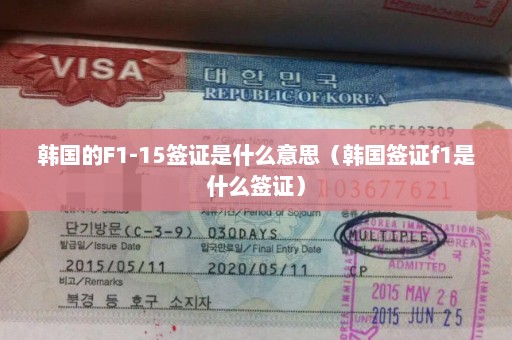 韩国的F1-15签证是什么意思（韩国签证f1是什么签证）