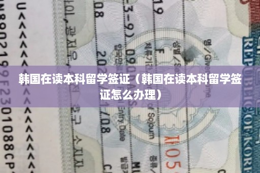 韩国在读本科留学签证（韩国在读本科留学签证怎么办理）