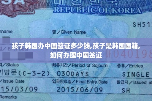 孩子韩国办中国签证多少钱,孩子是韩国国籍,如何办理中国签证