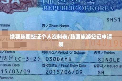 携程韩国签证个人资料表/韩国旅游签证申请表