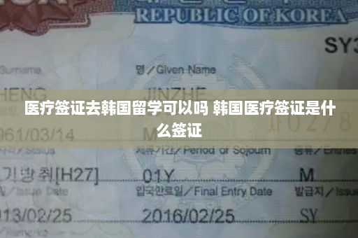 医疗签证去韩国留学可以吗 韩国医疗签证是什么签证
