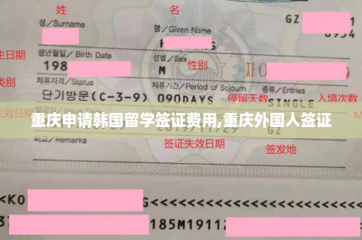重庆申请韩国留学签证费用,重庆外国人签证