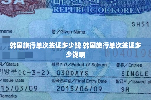 韩国旅行单次签证多少钱 韩国旅行单次签证多少钱啊