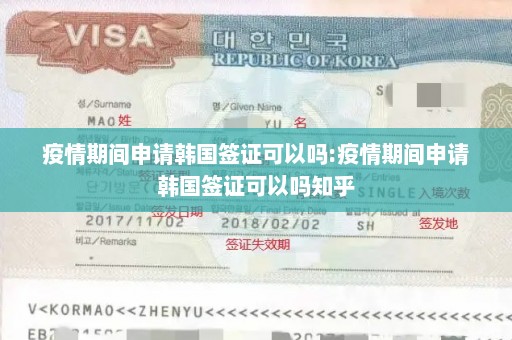 疫情期间申请韩国签证可以吗:疫情期间申请韩国签证可以吗知乎