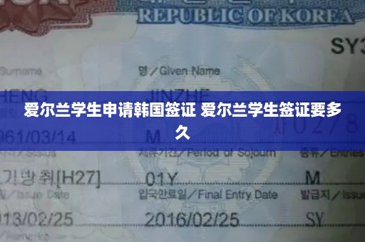 爱尔兰学生申请韩国签证 爱尔兰学生签证要多久