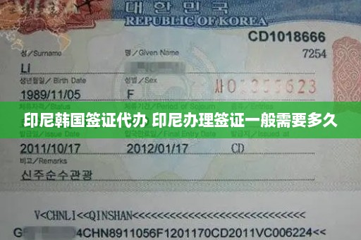 印尼韩国签证代办 印尼办理签证一般需要多久