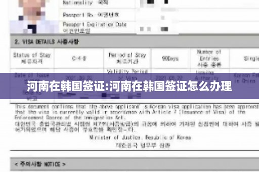 河南在韩国签证:河南在韩国签证怎么办理
