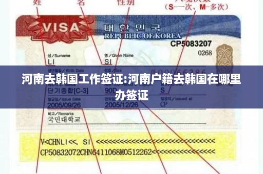 河南去韩国工作签证:河南户籍去韩国在哪里办签证