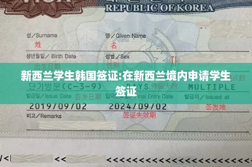 新西兰学生韩国签证:在新西兰境内申请学生签证