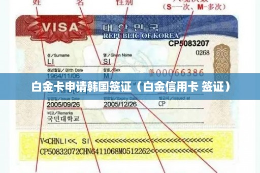 白金卡申请韩国签证（白金信用卡 签证）