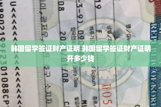 韩国留学签证财产证明 韩国留学签证财产证明开多少钱