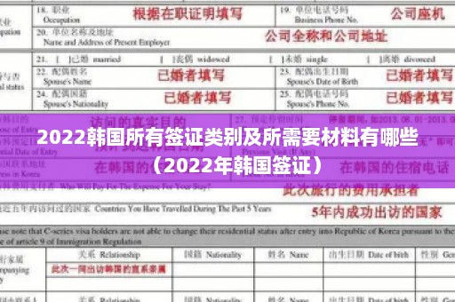 2022韩国所有签证类别及所需要材料有哪些（2022年韩国签证）