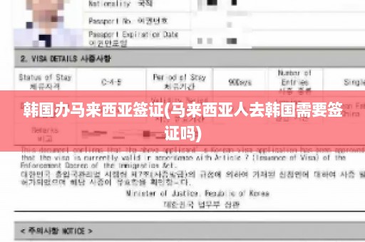 韩国办马来西亚签证(马来西亚人去韩国需要签证吗)