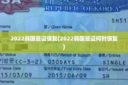 2022韩国签证恢复(2022韩国签证何时恢复)