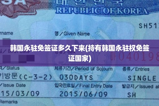 韩国永驻免签证多久下来(持有韩国永驻权免签证国家)