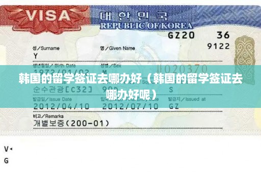 韩国的留学签证去哪办好（韩国的留学签证去哪办好呢）