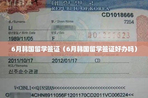 6月韩国留学签证（6月韩国留学签证好办吗）