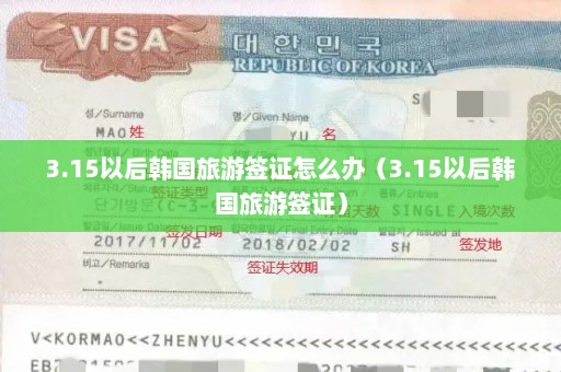 3.15以后韩国旅游签证怎么办（3.15以后韩国旅游签证）