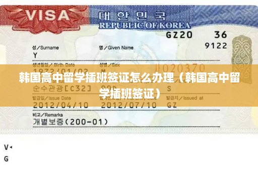 韩国高中留学插班签证怎么办理（韩国高中留学插班签证）