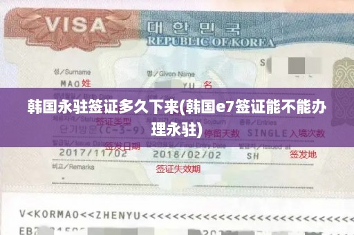 韩国永驻签证多久下来(韩国e7签证能不能办理永驻)