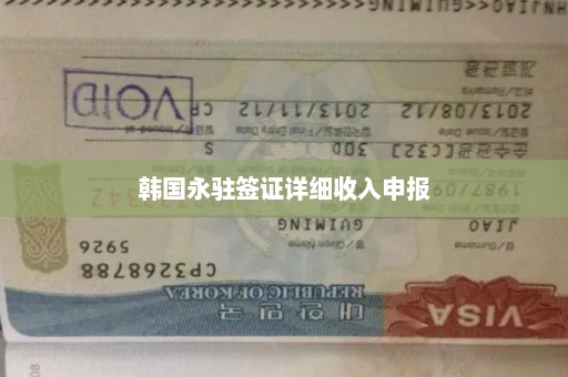 韩国永驻签证详细收入申报