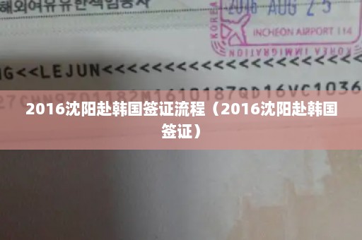 2016沈阳赴韩国签证流程（2016沈阳赴韩国签证）