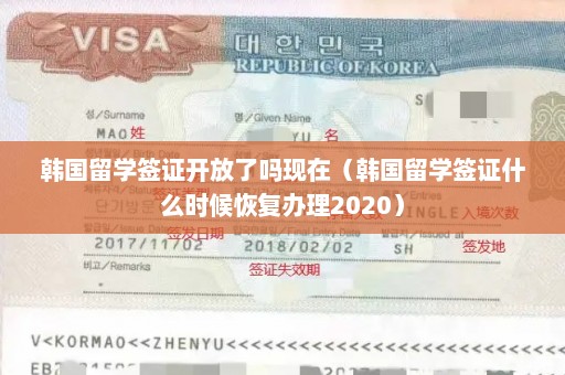 韩国留学签证开放了吗现在（韩国留学签证什么时候恢复办理2020）