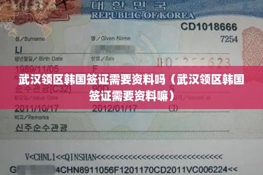 武汉领区韩国签证需要资料吗（武汉领区韩国签证需要资料嘛）