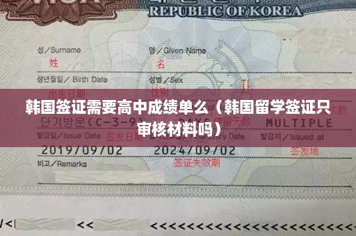 韩国签证需要高中成绩单么（韩国留学签证只审核材料吗）