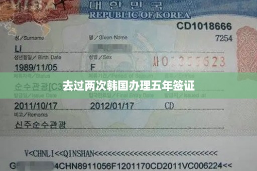 去过两次韩国办理五年签证