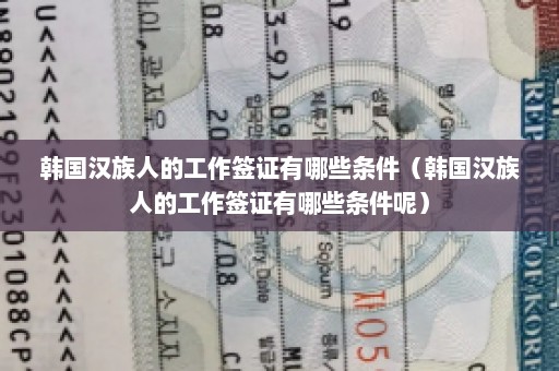 韩国汉族人的工作签证有哪些条件（韩国汉族人的工作签证有哪些条件呢）