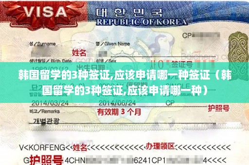 韩国留学的3种签证,应该申请哪一种签证（韩国留学的3种签证,应该申请哪一种）